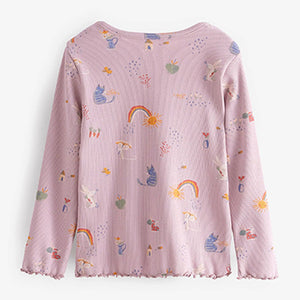 Lilac Purple Bunny Long Sleeve Rib T-Shirt (3mths-6yrs)