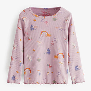 Lilac Purple Bunny Long Sleeve Rib T-Shirt (3mths-6yrs)