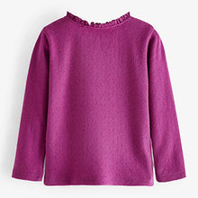 Load image into Gallery viewer, Purple Long Sleeve Pointelle Cotton Top (3mths-6yrs)
