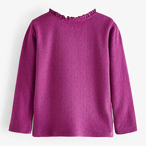 Purple Long Sleeve Pointelle Cotton Top (3mths-6yrs)
