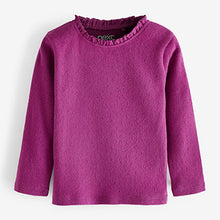 Load image into Gallery viewer, Purple Long Sleeve Pointelle Cotton Top (3mths-6yrs)
