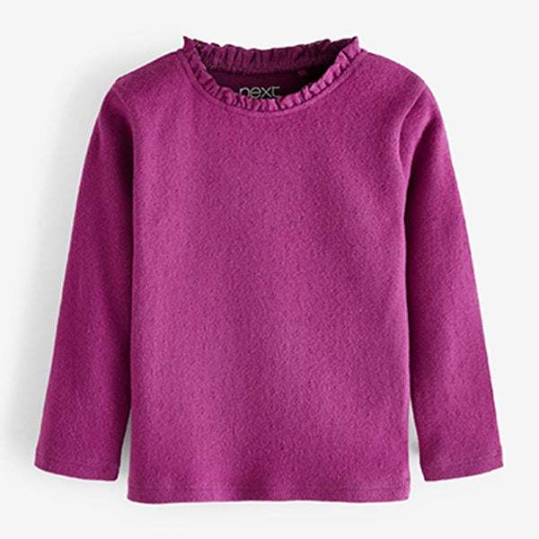 Purple Long Sleeve Pointelle Cotton Top (3mths-6yrs)