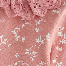 Load image into Gallery viewer, Pink Ditsy Brushed Broderie Collar Top (3mths-6yrs)
