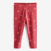 Load image into Gallery viewer, Burgundy Red Butterfly Rib Jersey Leggings (3mths-6yrs)
