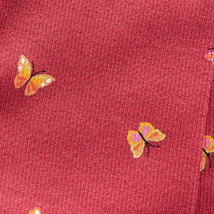Burgundy Red Butterfly Rib Jersey Leggings (3mths-6yrs)