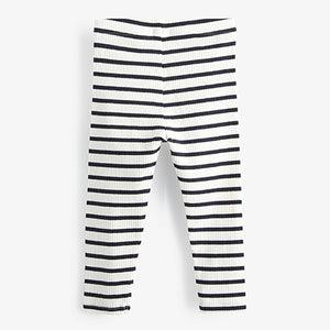Black /White Stripe Rib Jersey Leggings (3mths-6yrs)