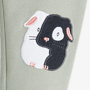 Sage Green Guinea Pig Embroidered Leggings (3mths-5yrs)