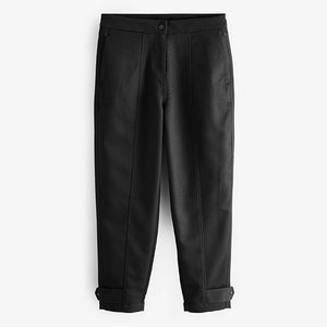Black Ponte Seam Detail Taper Leg Trousers