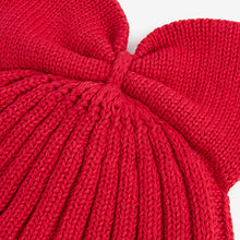 Load image into Gallery viewer, Red Rib Bow Baby Hat (0mths-18mths)
