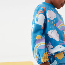 Load image into Gallery viewer, Blue Unicorn Sweatshirt Soft Touch Jersey (3mths-5yrs)
