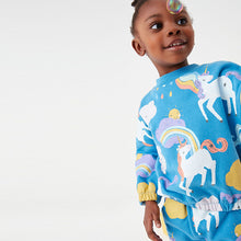 Load image into Gallery viewer, Blue Unicorn Sweatshirt Soft Touch Jersey (3mths-5yrs)
