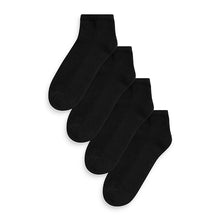 Load image into Gallery viewer, 4 Pack Black Cushion Sole Trainer Socks
