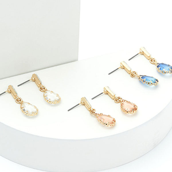 Multi Teardrop Jewel Earrings 3 Pack