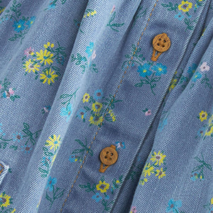 Blue Denim Frill Sleeve Cotton Sleeve Dress (3mths-6yrs)