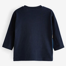 Load image into Gallery viewer, Dark Blue Safari Long Sleeve Appliqué T-Shirt (3mths-6yrs)
