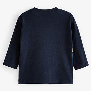 Dark Blue Safari Long Sleeve Appliqué T-Shirt (3mths-6yrs)
