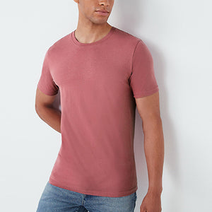 Soft Pink Slim Fit Essential Crew Neck T-Shirt