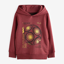 Load image into Gallery viewer, Burgundy Red Football Graphic Hoodie (3-12yrs)

