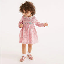 Load image into Gallery viewer, Pink Geo Printed Shirred Collar Dress (3mths-6yrs)
