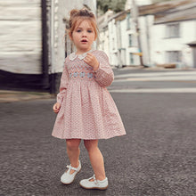 Load image into Gallery viewer, Pink Geo Printed Shirred Collar Dress (3mths-6yrs)
