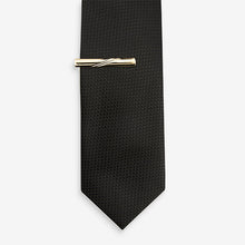 Load image into Gallery viewer, Black Slim Recycled Polyester Textured Tie With Tie Clip
