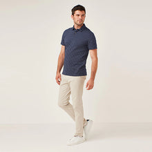 Load image into Gallery viewer, Navy Blue Geo Print Polo Shirt
