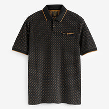 Load image into Gallery viewer, Black /Gold Diamond Print Polo Shirt
