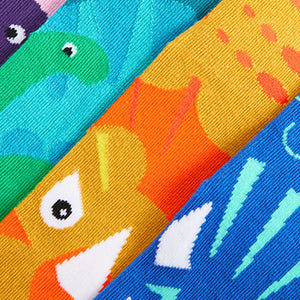 4 Pack Bright Dinosaur 4 Pack Pattern Socks