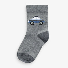 Load image into Gallery viewer, 7 Pack Blue Stripes Transport Cotton Rich Socks (Younger Boys)
