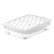 Load image into Gallery viewer, COSMOPLAST 25L Clear Plastic Underbed Storage Box with Wheels &amp; Lockable Lid
