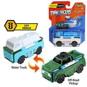 2-in-1 TransRacers - City Vehicle - Sprinkler Truck & Off-road Pickup-