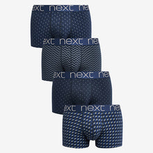 Load image into Gallery viewer, 4 Pack Signature Navy Blue Geometric Modal Hipster Boxers
