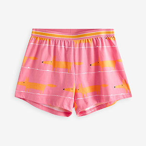 Pink Mr Fox Scion At Next Cotton Rich Pyjama Shorts Set