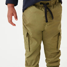 Load image into Gallery viewer, Olive Green Lined Cargo Trousers (3mths-5yrs)
