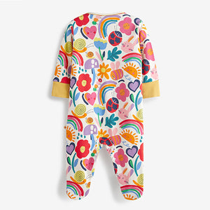 Multi Bright Pink Rainbow Baby Sleepsuits 3 Pack (0mth-18mths)