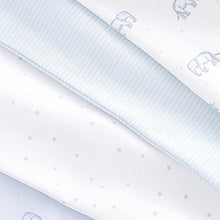Load image into Gallery viewer, Pale Blue 4 Pack Elephant Baby Sleepsuits (0mth-18mths)
