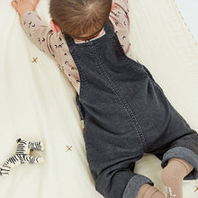 Load image into Gallery viewer, Grey Zebra Applique 2 Piece Baby Denim Dungarees And Bodysuit Set (0mths-18mths)
