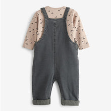 Load image into Gallery viewer, Grey Zebra Applique 2 Piece Baby Denim Dungarees And Bodysuit Set (0mths-18mths)
