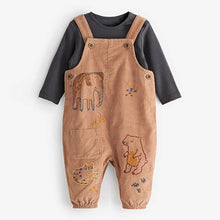 Load image into Gallery viewer, Rust Brown 2 Piece Cord Dungarees With Bodysuit (0mths-18mths)
