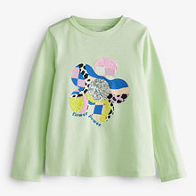 Load image into Gallery viewer, Mint Green Mint Green Sequin Flower Power Long Sleeve T-Shirt (3-12yrs)
