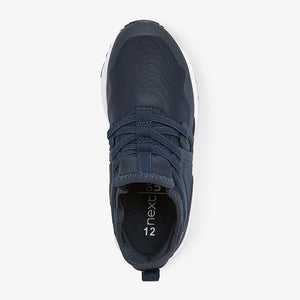 Navy Blue Mesh Elastic Lace Trainers (Older Boys)
