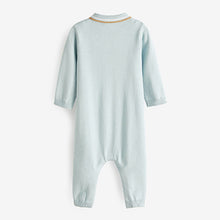 Load image into Gallery viewer, Blue Knitted Baby Romper (0mths-18mths)
