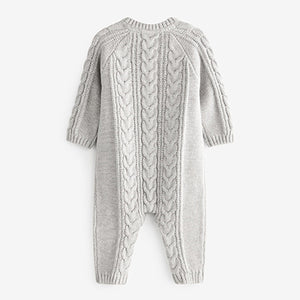 Grey Cable Knitted Baby Romper (0mths-18mths)