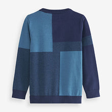 Load image into Gallery viewer, Navy Blue Colourblock Crew Jumper (3-12yrs)
