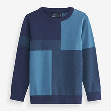 Load image into Gallery viewer, Navy Blue Colourblock Crew Jumper (3-12yrs)
