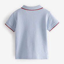 Load image into Gallery viewer, Blue Car Embroidered Pique Jersey Polo Shirt (3mths-5yrs)
