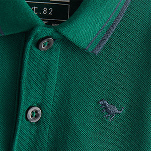 Green Long Sleeve Plain Polo Shirt (3mths-5yrs)