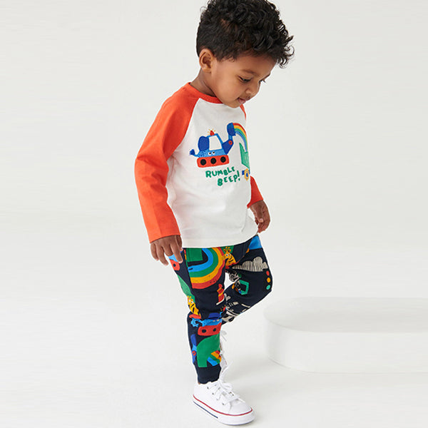 Red/ Navy Rainbow Long Sleeve Appliqué T-Shirt And Joggers Set (3mths-5yrs)