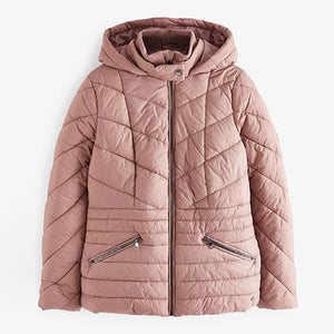 Pink Short Hooded Padded Jacket