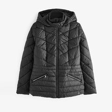 Load image into Gallery viewer, Black Short Hooded Padded Jacket
